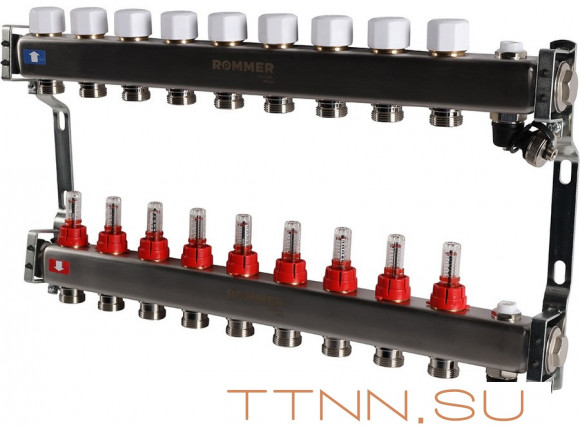 Для отопления Rommer 1"/3/4"x9 с расходомерами (RMS-1201-000009) Для отопления Rommer 1"/3/4"x9 с расходомерами (RMS-1201-000009)