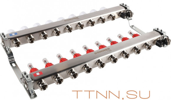 Для отопления Rommer 1"/3/4"x9 с расходомерами (RMS-1201-000009) Для отопления Rommer 1"/3/4"x9 с расходомерами (RMS-1201-000009)