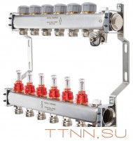 Для отопления Royal Thermo 1" ВР-3/4" НР, 11 выходов с расходомерами, нерж. (RTE 52.111) Для отопления Royal Thermo 1" ВР-3/4" НР, 11 выходов с расходомерами, нерж. (RTE 52.111)