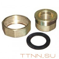 Гайка сантехническая HOOBS с ответной частью (гайка с буртом) 1 1/2" с прокладкой, латунь Гайка сантехническая HOOBS с ответной частью (гайка с буртом) 1 1/2" с прокладкой, латунь