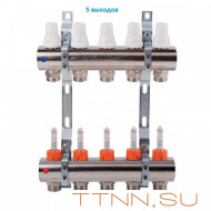 Коллекторная группа с расходомерами General fitings 1"х 3/4" на 5 выходов Коллекторная группа с расходомерами General fitings 1"х 3/4" на 5 выходов
