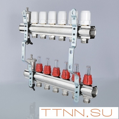 Для отопления VALTEC 1"х4 вых. Евроконус 3/4" с расходомерами в сборе Для отопления VALTEC 1"х4 вых. Евроконус 3/4" с расходомерами в сборе