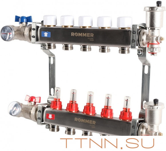 Для отопления Rommer 1"/3/4"x5 с расходомерами (RMS-1210-000005)