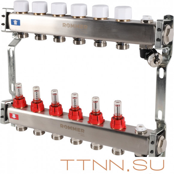 Для отопления Rommer 1"/3/4"x6 с расходомерами (RMS-1201-000006)