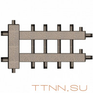 Распределительный коллектор совмещенный с гидравлическим разделителем на 5 контуров, арт. ГК5-70 Распределительный коллектор совмещенный с гидравлическим разделителем на 5 контуров, арт. ГК5-70