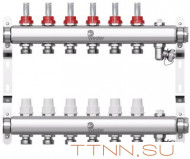 Коллектор для теплого пола Wester 1"-3/4 в сборе с расходомерами на 6 выходов